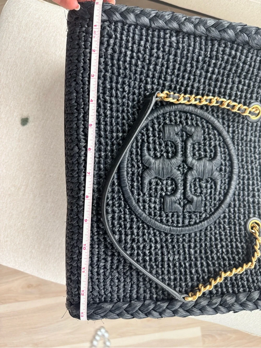 Tory Burch black raffia handbag